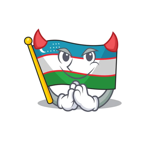 Devil Cartoon postać z flagi uzbekistan Przewiń projekt — Wektor stockowy