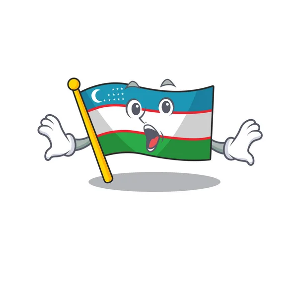 Flaga uzbekistan Przewiń Niespodziewany gest w stylu postaci z kreskówki — Wektor stockowy