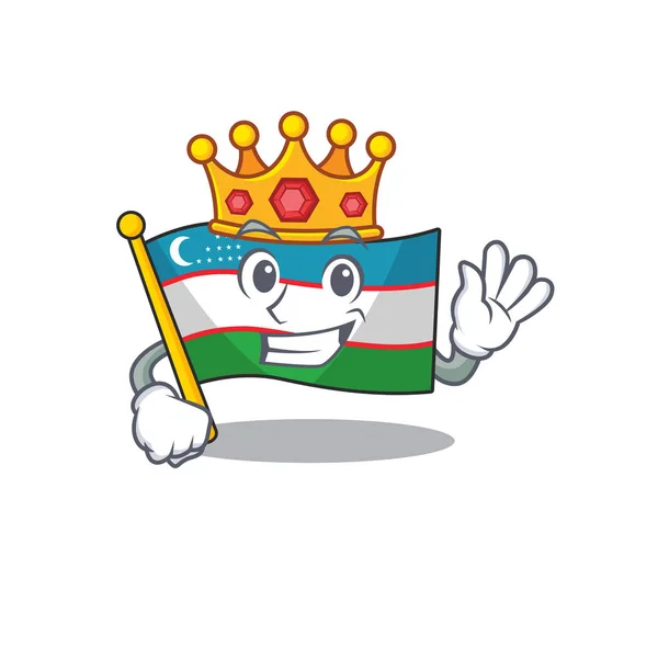 Bandeira uzbequistão Scroll Um estilizado do rei no desenho de personagens de desenhos animados — Vetor de Stock