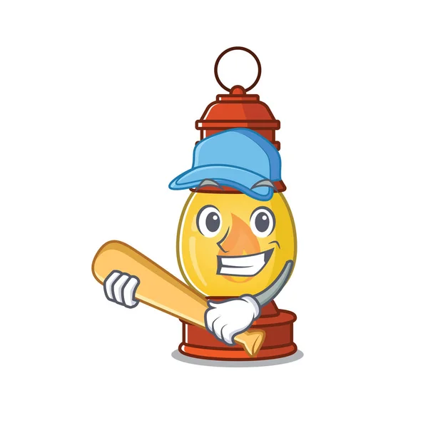 Cool lantern Scroll cartoon character design with baseball — Stock Vector