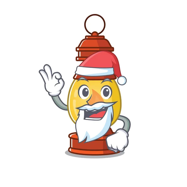 Santa lanterne Scroll dessin animé personnage design avec ok doigt — Image vectorielle