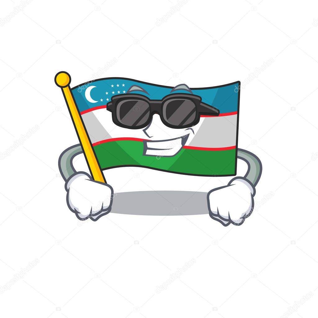 Super cool flag uzbekistan Scroll character with black glasses