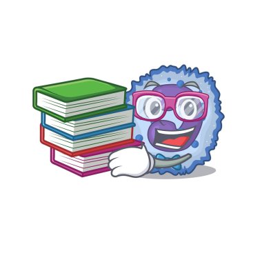 Havalı ve zeki öğrenci Basophil hücre maskotu çizgi filmi