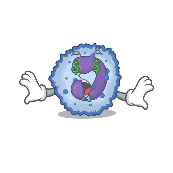 Heureuse cellule basophile riche avec style de personnage de dessin animé Money eye — Image vectorielle