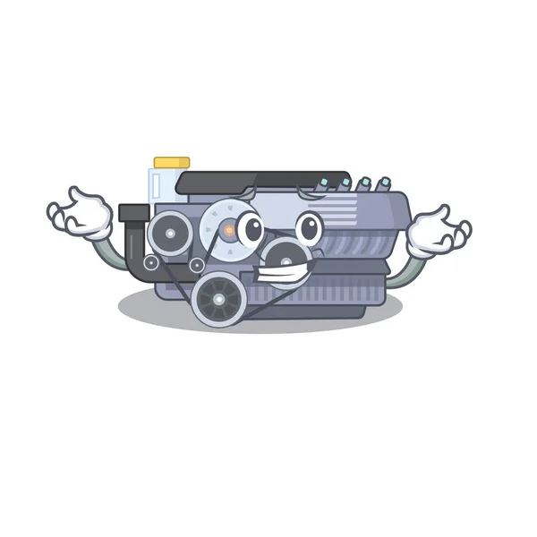 Super Funny Grinning combustion engine mascot cartoon style — 图库矢量图片