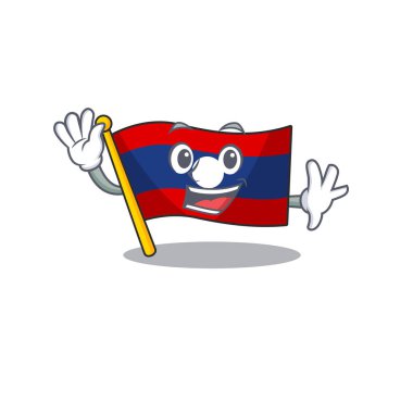 Sevimli gülümseyen bayrak laoları sallıyor Çizgi film karakter tasarımı