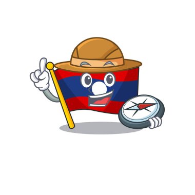 Bayrak Laos Kaydırma Bir pusula ile stilize Explorer