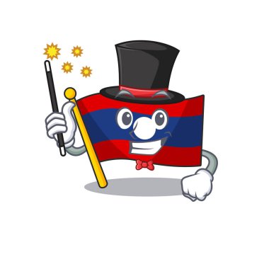 Laos bayrağının maskotu Sihirbaz tarzı parşömen performansı