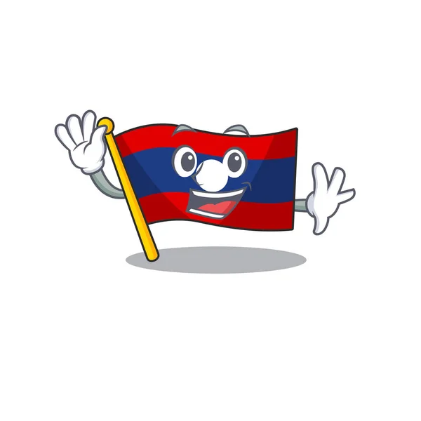 Integetés aranyos mosolygós zászló laos Scroll rajzfilm karakter design — Stock Vector