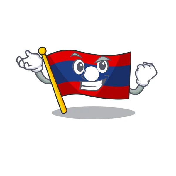 Boldog magabiztos sikeres zászló laosz Scroll rajzfilm karakter stílus — Stock Vector