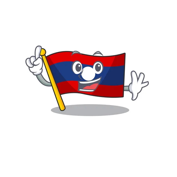 Laos de bandeira de um dedo Role no estilo de personagem de desenho animado mascote —  Vetores de Stock