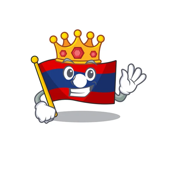 Flag laos Scroll Een gestileerde van koning op cartoon karakter ontwerp — Stockvector