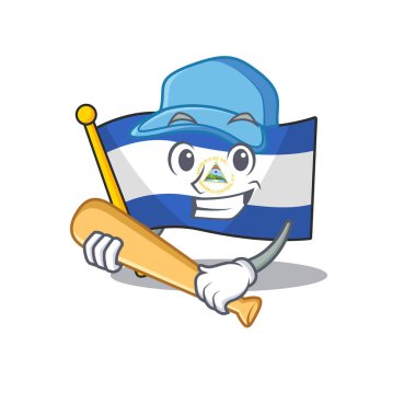 Havalı bayrak Nikaragua Beyzbolla çizgi film karakteri tasarımı