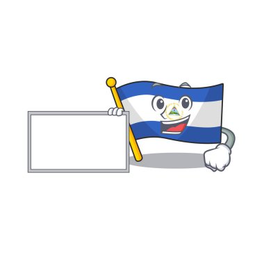 Bayrak Nikaragua Çizgi film maskot tasarım tarzıyla parşömen