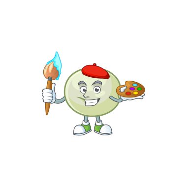 Fırçalı akıllı yeşil hoppang boyacı maskot simgesi