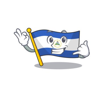 Call me cute face flag nicaragua Scroll mascot cartoon design