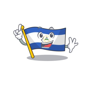 One Finger flag nicaragua Scroll in mascot cartoon character style