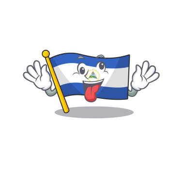 Mascot of crazy face flag nicaragua Scroll Cartoon character style