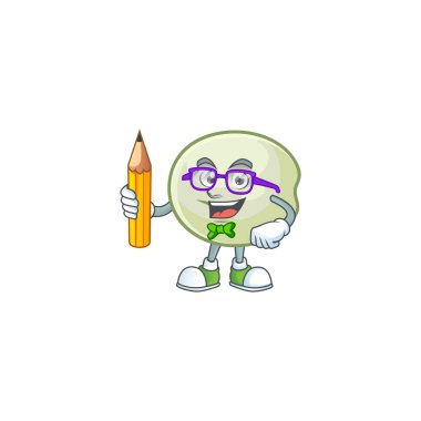 A picture of Student green hoppang character holding pencil