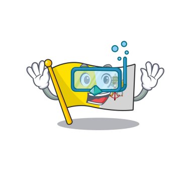 Dalış gözlüğü takan, Vatikan bayrağı taşıyan bir maskot.