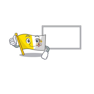 Şirin bayraklı Vatikan kenti çizgi film karakteri tahtaya basıyor