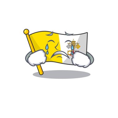 Üzgün Ağlayan Bayrak Vatikan Şehri Çizgi film karakter tasarımı