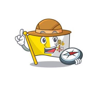 Flag vatican City Scroll Bir pusula ile stilize Explorer