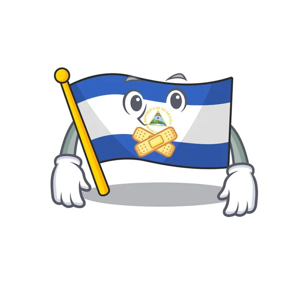 Flag nicaragua Scroll mascot การออกแบบตัวละครการ์ตูนบนการแสดงออกที่เงียบ — ภาพเวกเตอร์สต็อก