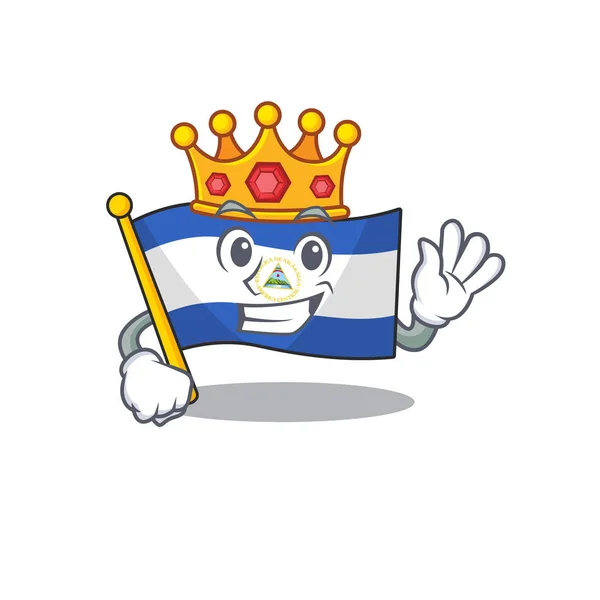 Bandeira nicaragua Scroll Um estilizado do rei em desenho de personagens de desenhos animados — Vetor de Stock