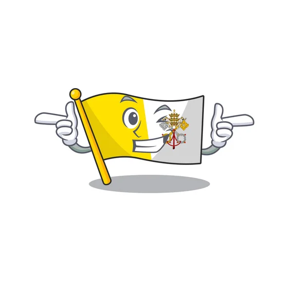 Bandera vatican city Diseño de dibujos animados de mascotas Scroll con ojo guiño — Archivo Imágenes Vectoriales