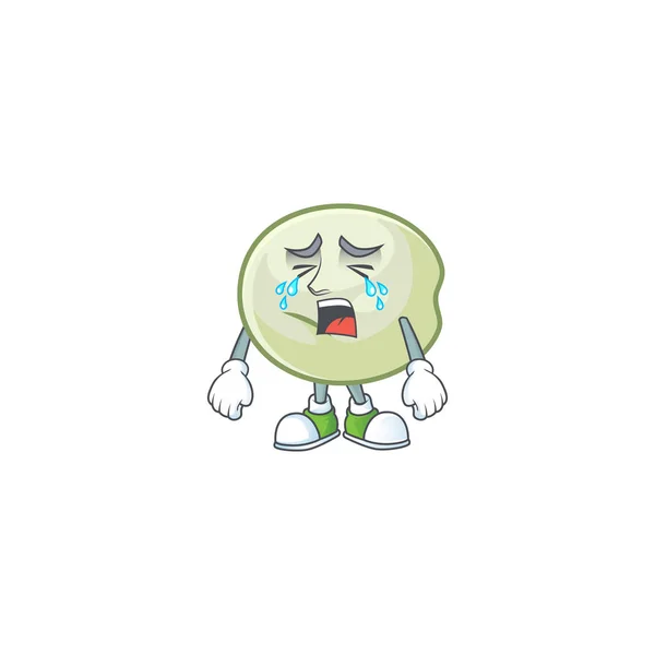 Triste de vert style mascotte de hoppang dessin animé — Image vectorielle