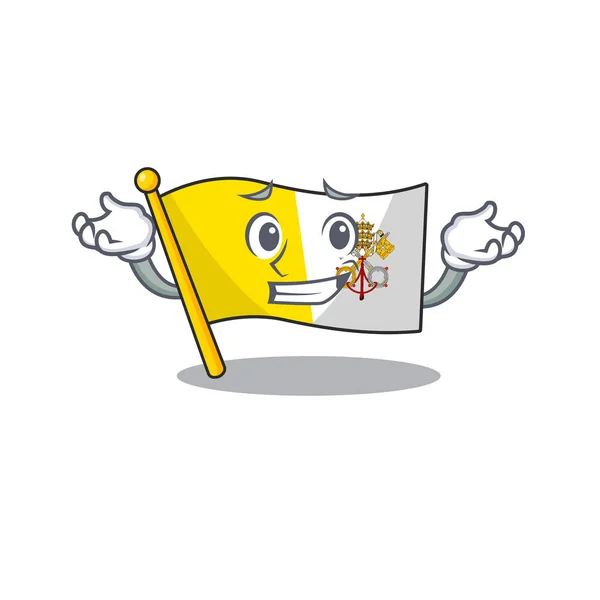 Leuke en koele Grijnzende vlag vatican stad Scroll mascotte cartoon stijl — Stockvector