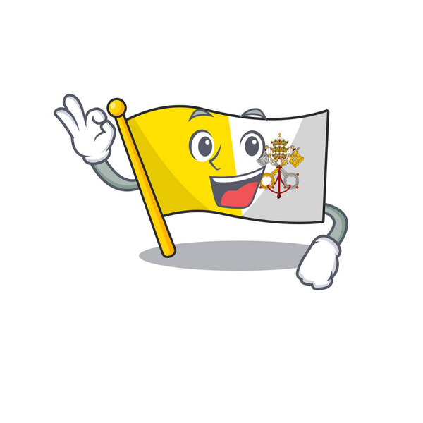 Flag vatican city Scroll mascot design making an Okay gesture