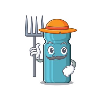 Mutlu Çiftçi su şişesi Şapkalı ve aletli çizgi film karakteri