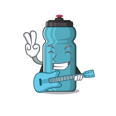 Akşam yemeği serin su şişesi Gitarla çizgi film performansı