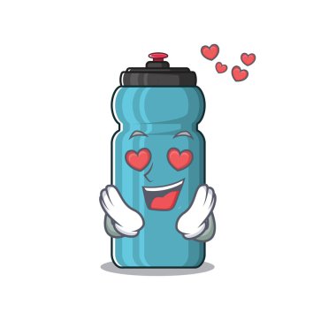 Aşık olan sevimli su şişesi Çizgi film maskot tasarımı