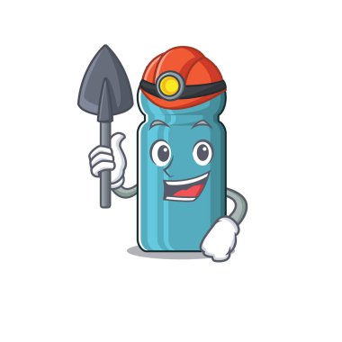 Kendine güvenen Miner su şişesi Çizgi film karakteri tasarımı