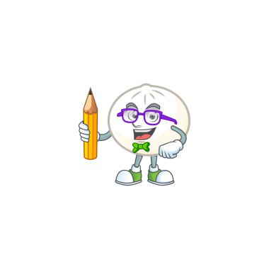 Kalem tutan beyaz hoppang öğrencisinin resmi.