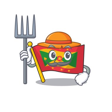 Mutlu Çiftçi bayrağı el bombası Şapkalı ve aletli çizgi film karakteri