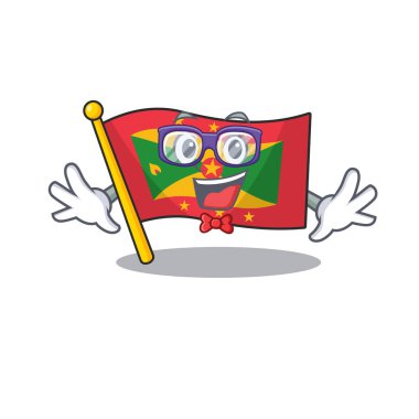 Süper Komik İnek bayraklı Grenada Çizgi film Karakteri Tasarımı