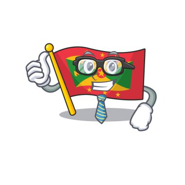 Havalı iş adamı el bombası. Gözlüklü çizgi film karakteri.