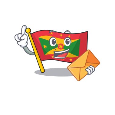 Mutlu yüz bayrak el bombası Parşömen maskot tasarımı zarflı