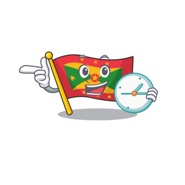 gülümseyen bayrak el bombası çizgi film karakteri tarzı saat