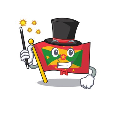 Bir sihirbaz stili olarak bayrak el bombası parşömen performansı maskotu