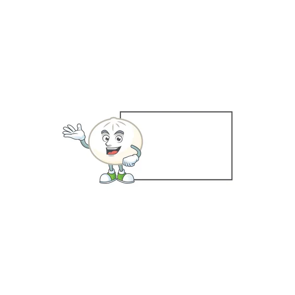 Smiley hoppang branco com desenho de desenho animado quadro branco — Vetor de Stock