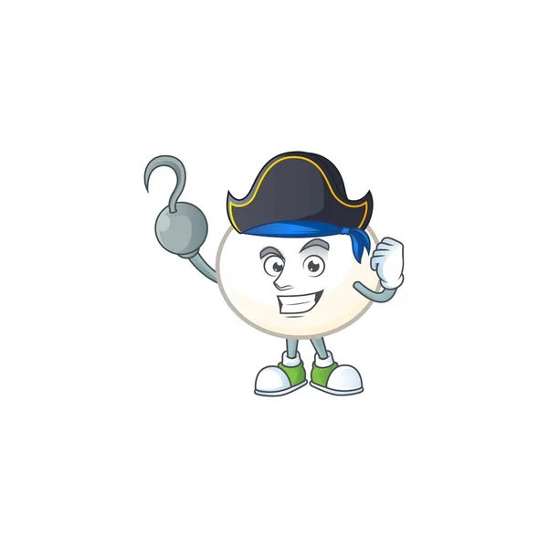 Raffreddare una mano pirata bianco hoppang personaggio dei cartoni animati indossa cappello — Vettoriale Stock