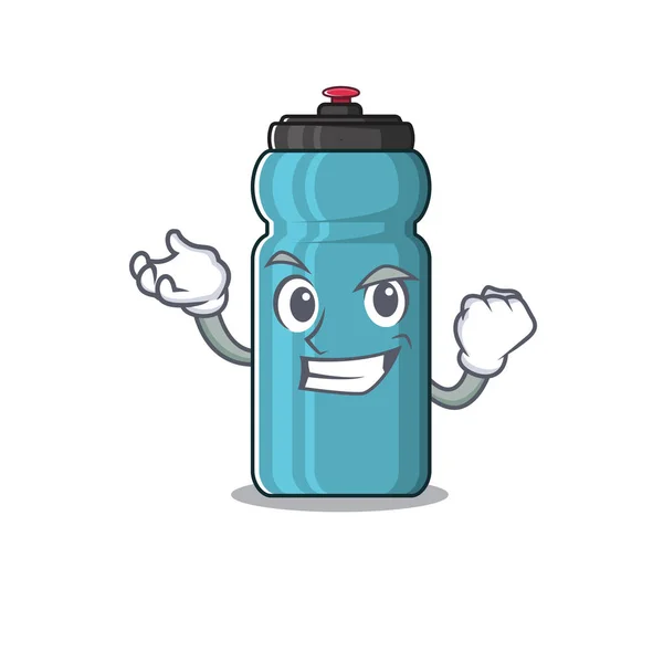 Happy confident Successful water bottle Scroll cartoon character style — Stock Vector