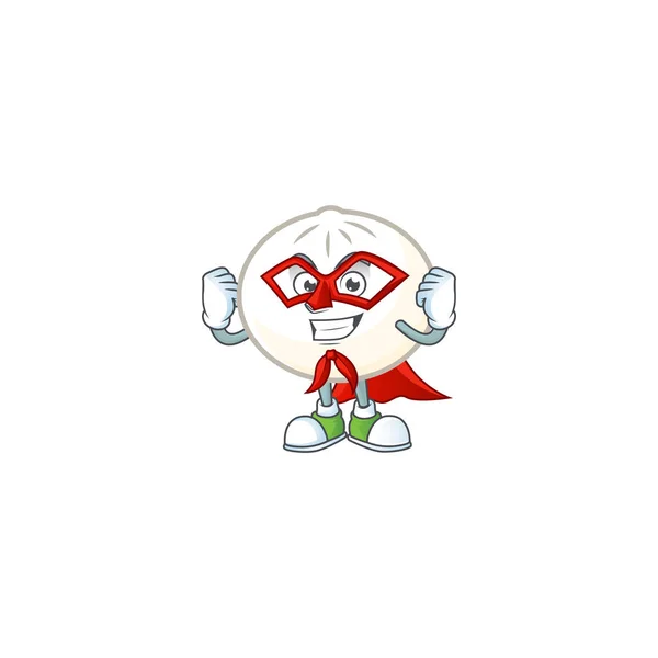 Smiley mascota de hoppang blanco vestido como un superhéroe — Vector de stock