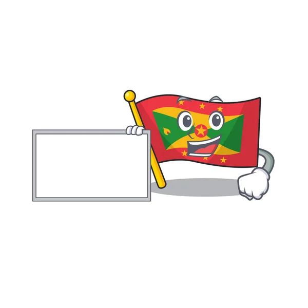 Bandeira grenada Rolagem com estilo de design de mascote de desenhos animados — Vetor de Stock