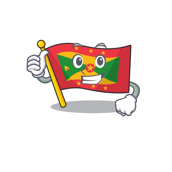 Sonriente mascota de la granada bandera Desplazamiento haciendo Pulgares hacia arriba gesto — Vector de stock